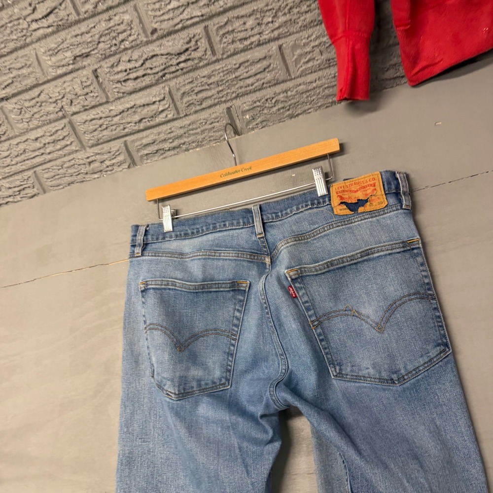 Levis 505 Regular‎ Fit Mens Jeans Light Wash Blue Straight Leg Denim 38x30